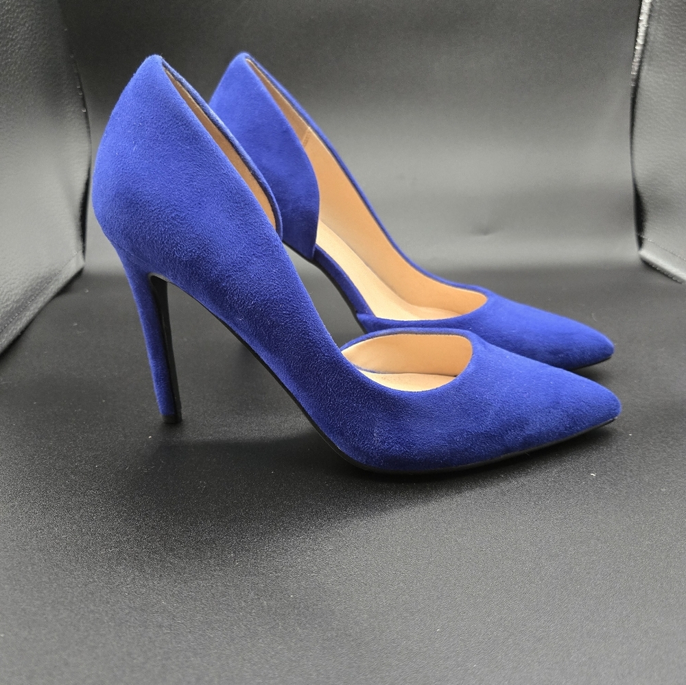 Elegant Blue Suede Stiletto Heels